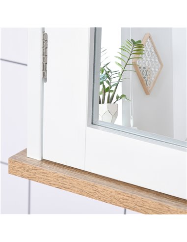 Kleankin Bathroom Wall Mounted Mirror Cabinet with Double Door and Adjustable Shelf, White
