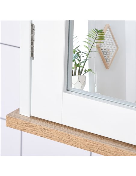 Kleankin Bathroom Wall Mounted Mirror Cabinet with Double Door and Adjustable Shelf, White - pic 21098 | FastDaddyshop