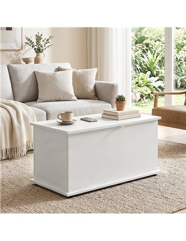HOMCOM Storage Chest, 102L Blanket Box, Shoe Bench with Safety Hinged Lid, Bed End Bench for Bedroom, 80 x 40 x 45cm, White