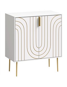 HOMCOM Modern Kitchen Cupboard, Storage Cabinet with 2 Doors, Adjustable Shelf and Metal Legs, White