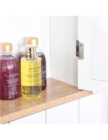 kleankin Bathroom Mirror Cabinet Wall Mounted Storage Cupboard with Double Door and Adjustable Shelf, White
