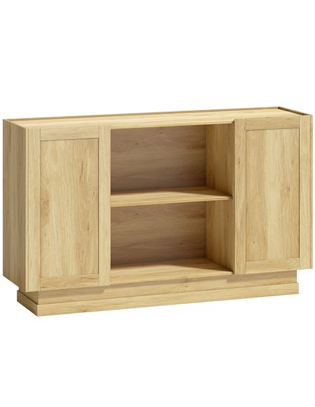 HOMCOM Sideboard Buffet Cabinet, 133 cm Storage Cabinet with 2 Open Shelves, 2 Cupboards and Soft Close Doors, Natural - pic 210996 | FastDaddyshop
