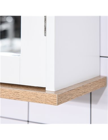 kleankin Bathroom Mirror Cabinet Wall Mounted Storage Cupboard with Double Door and Adjustable Shelf, White
