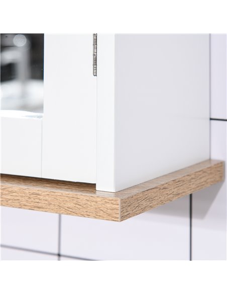 kleankin Bathroom Mirror Cabinet Wall Mounted Storage Cupboard with Double Door and Adjustable Shelf, White - pic 21100 | FastDaddyshop