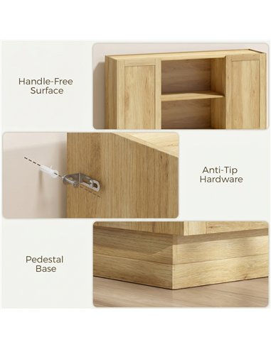 HOMCOM Sideboard Buffet Cabinet, 133 cm Storage Cabinet with 2 Open Shelves, 2 Cupboards and Soft Close Doors, Natural