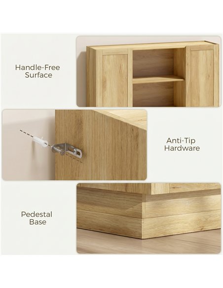 HOMCOM Sideboard Buffet Cabinet, 133 cm Storage Cabinet with 2 Open Shelves, 2 Cupboards and Soft Close Doors, Natural - pic 211001 | FastDaddyshop