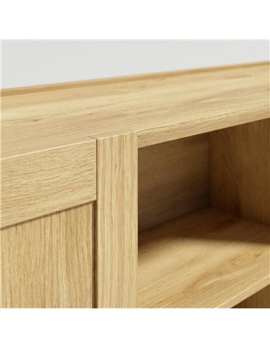 HOMCOM Sideboard Buffet Cabinet, 133 cm Storage Cabinet with 2 Open Shelves, 2 Cupboards and Soft Close Doors, Natural