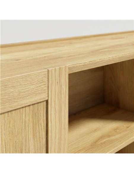 HOMCOM Sideboard Buffet Cabinet, 133 cm Storage Cabinet with 2 Open Shelves, 2 Cupboards and Soft Close Doors, Natural - pic 211004 | FastDaddyshop
