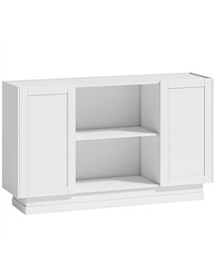 HOMCOM Sideboard Buffet Cabinet, 133 cm Storage Cabinet with 2 Open Shelves, 2 Cupboards and Soft Close Doors, White