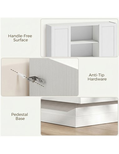 HOMCOM Sideboard Buffet Cabinet, 133 cm Storage Cabinet with 2 Open Shelves, 2 Cupboards and Soft Close Doors, White
