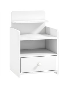 HOMCOM Bedside Cabinet, Bedside Table with Drawer and Shelf for Living Room, White