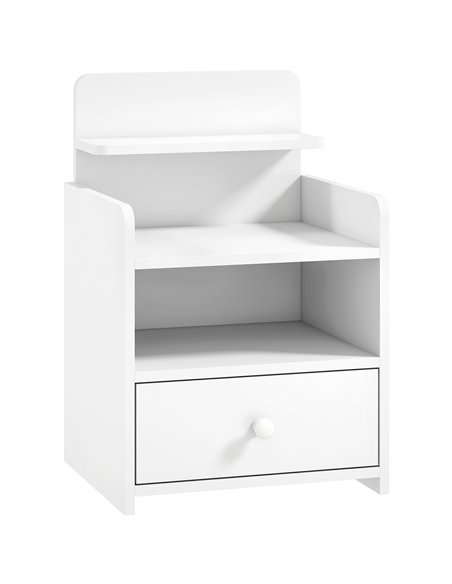 HOMCOM Bedside Cabinet, Bedside Table with Drawer and Shelf for Living Room, White - pic 211014 | FastDaddyshop