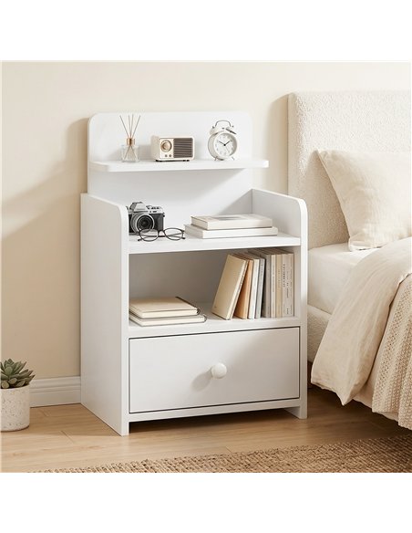 HOMCOM Bedside Cabinet, Bedside Table with Drawer and Shelf for Living Room, White - pic 211015 | FastDaddyshop