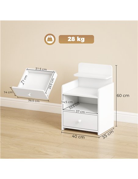 HOMCOM Bedside Cabinet, Bedside Table with Drawer and Shelf for Living Room, White - pic 211016 | FastDaddyshop