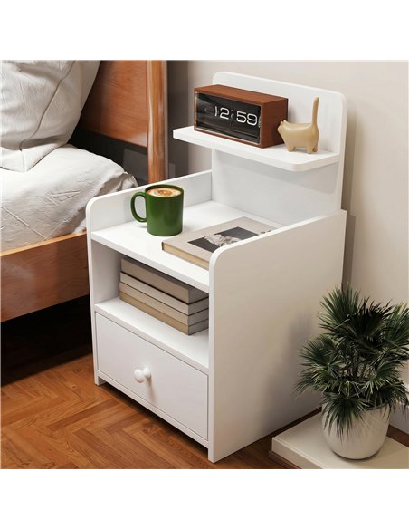 HOMCOM Bedside Cabinet, Bedside Table with Drawer and Shelf for Living Room, White - pic 211019 | FastDaddyshop