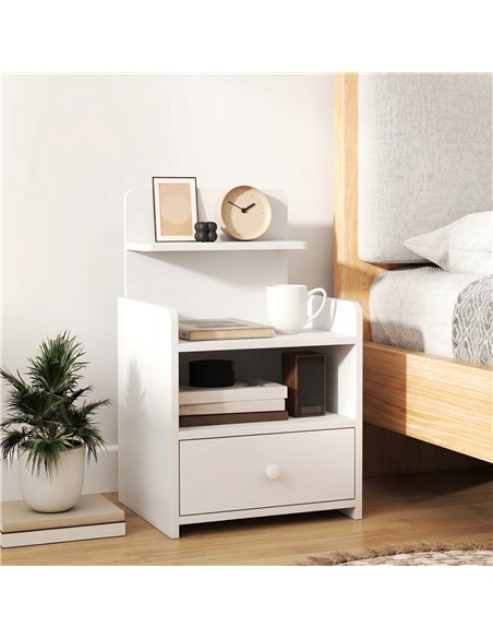 HOMCOM Bedside Cabinet, Bedside Table with Drawer and Shelf for Living Room, White - pic 211020 | FastDaddyshop