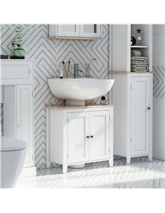Kleankin Bathroom Sink Cabinet with 2 Doors, Internal Adjustable Shelf, White 2
