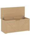 HOMCOM 127L Home Storage Box, with Safety Hinges - Nature Wood Finish