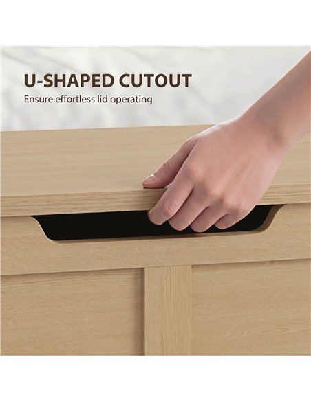 HOMCOM 127L Home Storage Box, with Safety Hinges - Nature Wood Finish - pic 211037 | FastDaddyshop
