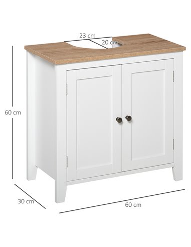 Kleankin Bathroom Sink Cabinet with 2 Doors, Internal Adjustable Shelf, White