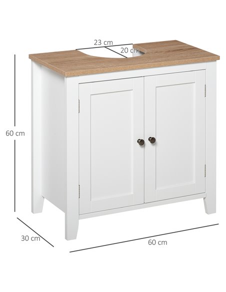 Kleankin Bathroom Sink Cabinet with 2 Doors, Internal Adjustable Shelf, White - pic 21104 | FastDaddyshop