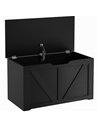 HOMCOM 100L Home Storage Box, with Safety Hinge - Black Wood-Effect