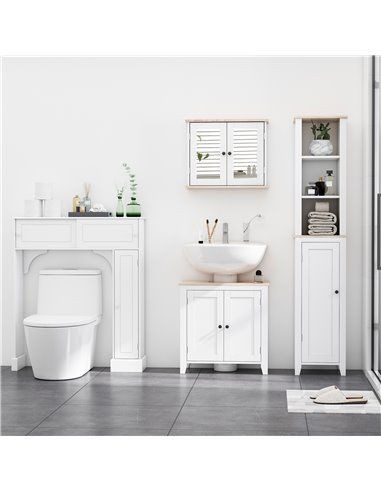Kleankin Bathroom Sink Cabinet with 2 Doors, Internal Adjustable Shelf, White