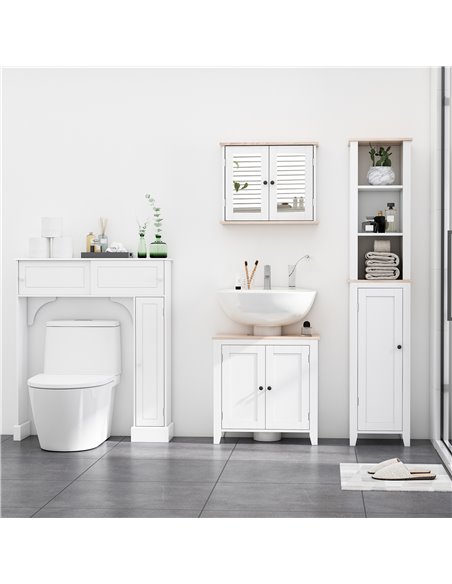 Kleankin Bathroom Sink Cabinet with 2 Doors, Internal Adjustable Shelf, White - pic 21105 | FastDaddyshop