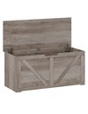 HOMCOM 127L Home Storage Box, with Safety Hinges - Grey Wood-Effect