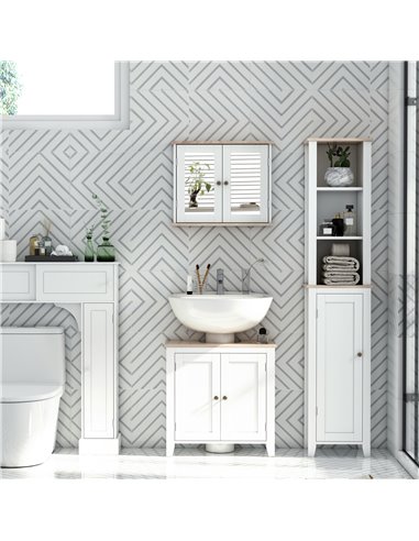 Kleankin Bathroom Sink Cabinet with 2 Doors, Internal Adjustable Shelf, White