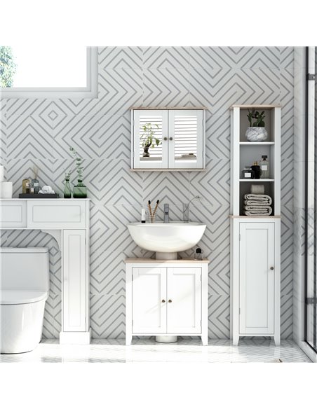 Kleankin Bathroom Sink Cabinet with 2 Doors, Internal Adjustable Shelf, White - pic 21106 | FastDaddyshop