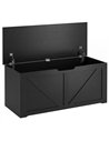 HOMCOM 127L Home Storage Box, with Safety Hinges - Black Wood-Effect