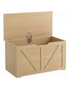 HOMCOM 100L Home Storage Box, with Safety Hinge - Nature Wood Finish