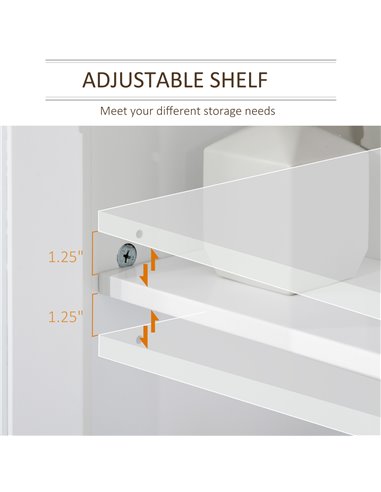 Kleankin Bathroom Sink Cabinet with 2 Doors, Internal Adjustable Shelf, White
