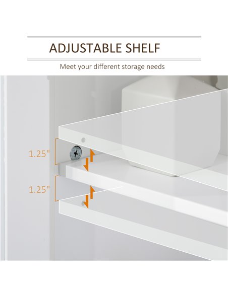 Kleankin Bathroom Sink Cabinet with 2 Doors, Internal Adjustable Shelf, White - pic 21108 | FastDaddyshop