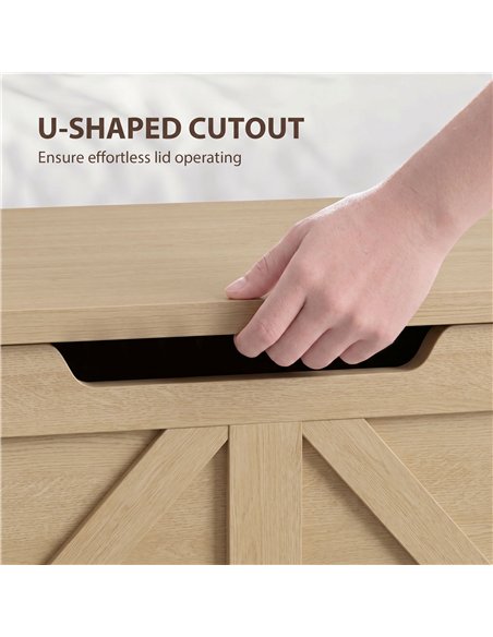 HOMCOM 100L Home Storage Box, with Safety Hinge - Nature Wood Finish - pic 211082 | FastDaddyshop
