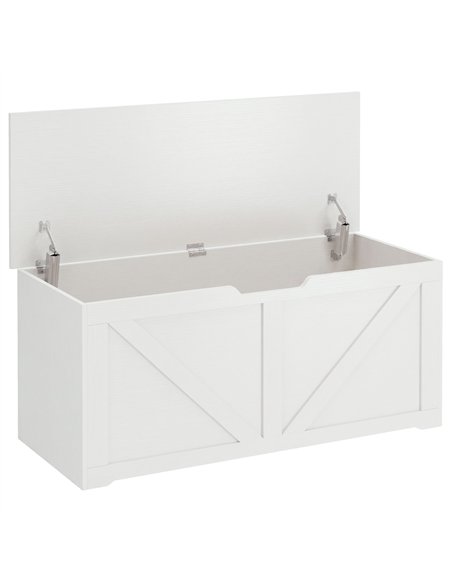 HOMCOM 127L Home Storage Box, with Safety Hinges - White Wood-Effect - pic 211086 | FastDaddyshop