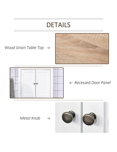 Kleankin Bathroom Sink Cabinet with 2 Doors, Internal Adjustable Shelf, White - pic 21109 | FastDaddyshop