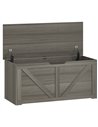 HOMCOM 127L Home Storage Box, with Safety Hinges - Dark Grey Wood-Effect