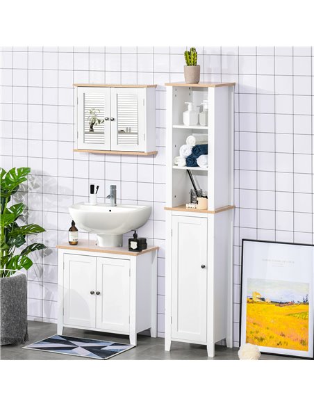 Kleankin Bathroom Sink Cabinet with 2 Doors, Internal Adjustable Shelf, White - pic 21110 | FastDaddyshop