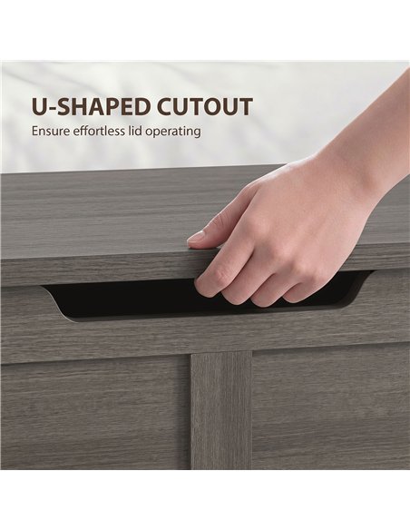 HOMCOM 127L Home Storage Box, with Safety Hinges - Dark Grey Wood-Effect - pic 211100 | FastDaddyshop