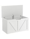 HOMCOM 100L Home Storage Box, with Safety Hinge - White Wood-Effect