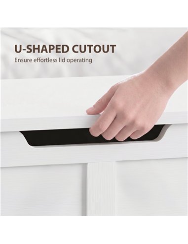 HOMCOM 100L Home Storage Box, with Safety Hinge - White Wood-Effect