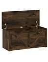 HOMCOM 127L Home Storage Box, with Safety Hinges - Rustic Brown Wood-Effect