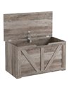 HOMCOM 100L Home Storage Box, with Safety Hinge - Grey Wood-Effect