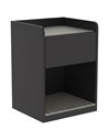 HOMCOM Modern Bedside Table, Slim Nightstand with Drawer, Shelf and Cable Holes, Black and Grey Wood Effect
