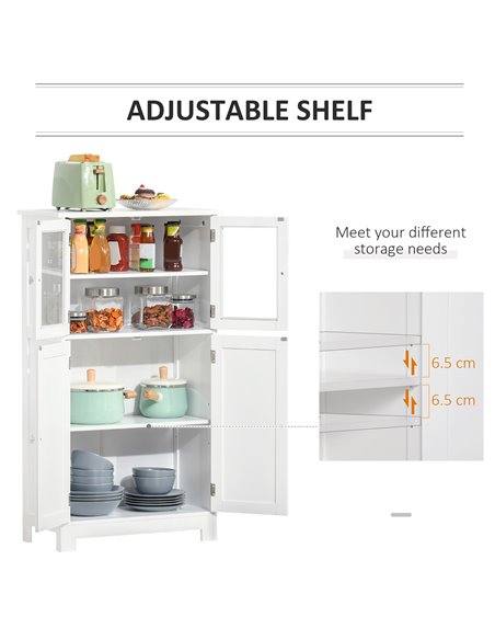 Kleankin Bathroom Floor Storage Cabinet with Tempered Glass Doors, Adjustable Shelf, White - pic 21115 | FastDaddyshop