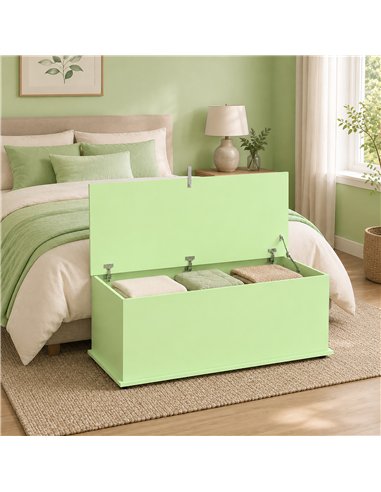 HOMCOM 114L Large Storage Chest, Green Bench Trunk with Safety Hinge for Bedroom, Living Room & Entryway