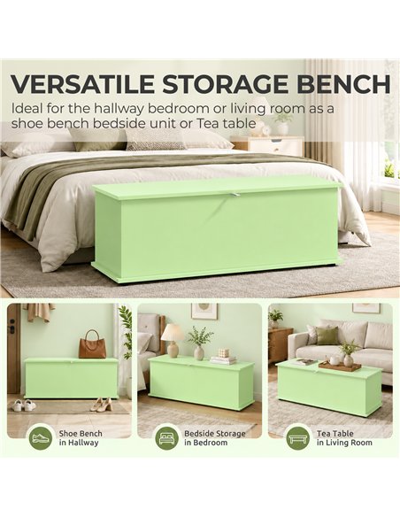 HOMCOM 114L Large Storage Chest, Green Bench Trunk with Safety Hinge for Bedroom, Living Room & Entryway - pic 211152 | FastDaddyshop