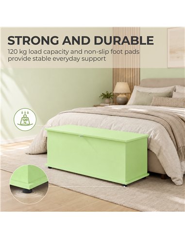 HOMCOM 114L Large Storage Chest, Green Bench Trunk with Safety Hinge for Bedroom, Living Room & Entryway